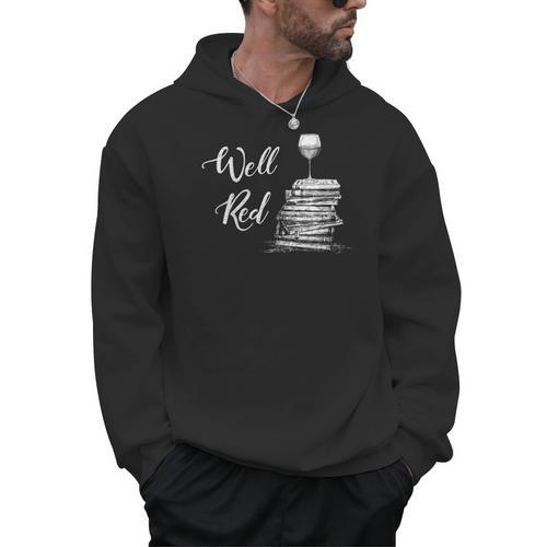 Wine Lovers WELL RED Book Club Drinking Men Hoodie - Bookorys CA