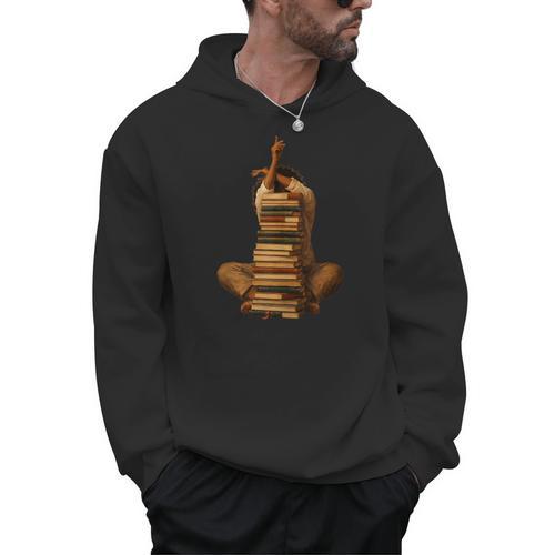 Woman Reading Book Stack Afro Girl Book Melanin Reader Men Hoodie - Bookorys CA