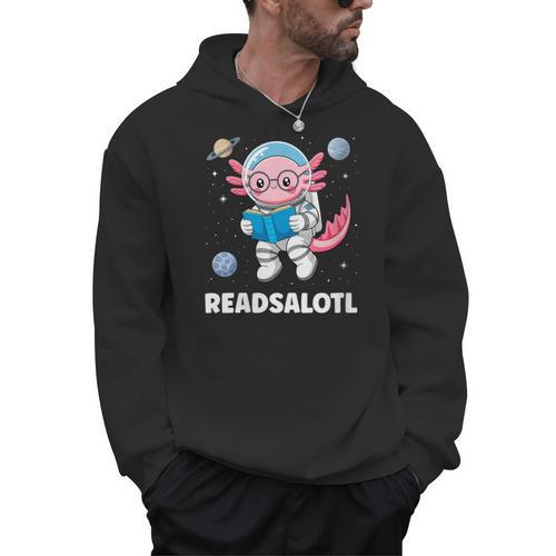 Women's Axolotl Books Readsalotl Reading Bookworm Boys Girls Kids Men Hoodie - Bookorys