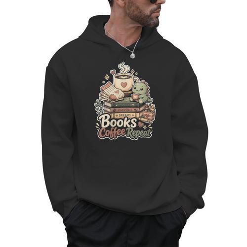Women's Books Coffee Repeat Cute Reading Lover Men Hoodie - Bookorys