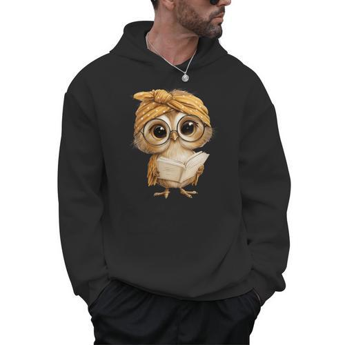 Women's Cute Wise Owl Reading Book With Headscarf Men Hoodie - Bookorys DE