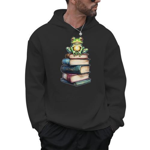 Women's Frog Read Books Reading Love Toad Cottagecore Men Hoodie - Bookorys DE