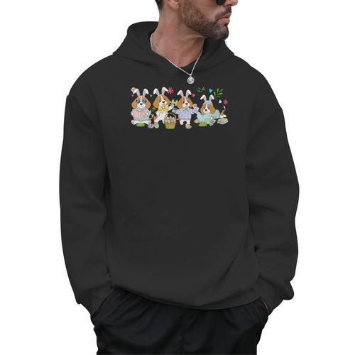Women's Group Bunny Beagles Easter Reading Book Hunting Eggs Owner Men Hoodie - Bookorys CA