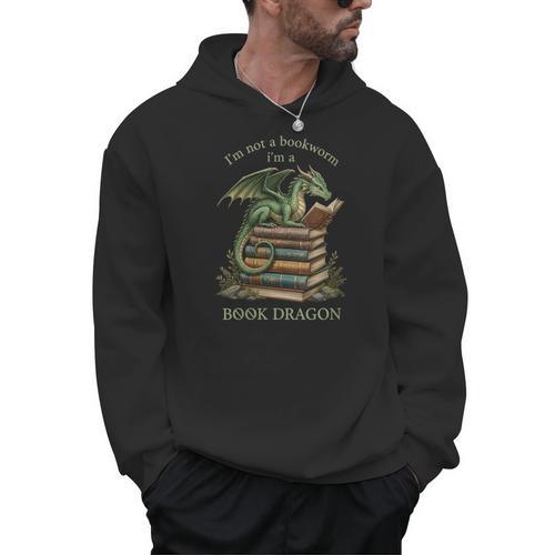 Women's I'm Not A Bookworm I'm A Book Dragon Literary Dragon Reader Men Hoodie - Bookorys