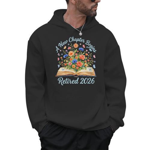 Women's New Chapter Begins Retired 2026 Watercolor Floral Book Women Men Hoodie - Bookorys CA