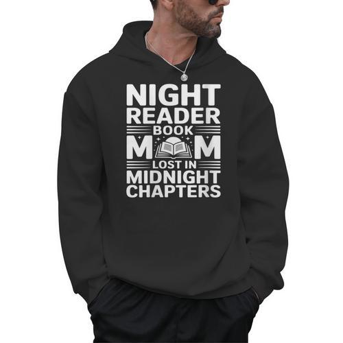Women's Night Reader Book Mom Lost In Midnight Chapters Men Hoodie - Bookorys