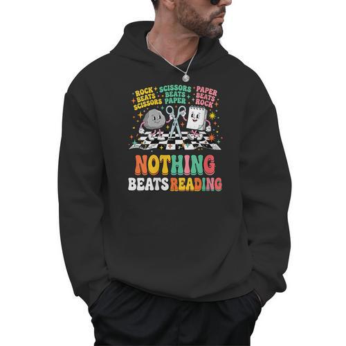 Women's Nothing Beats Reading Rock Paper Scissors Book Love Men Hoodie - Bookorys UK
