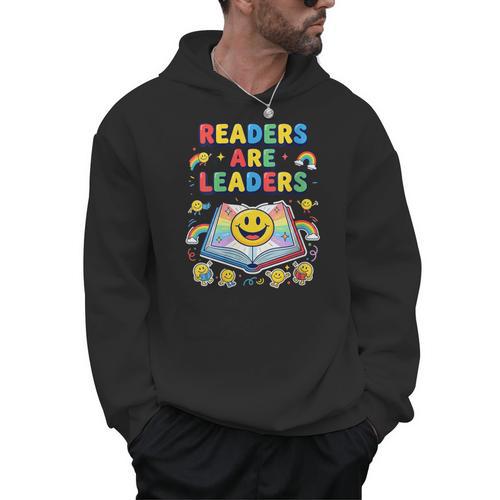 Women's Readers Are Leaders Reading Book Lovers Teacher Rainbow Kids Men Hoodie - Bookorys CA