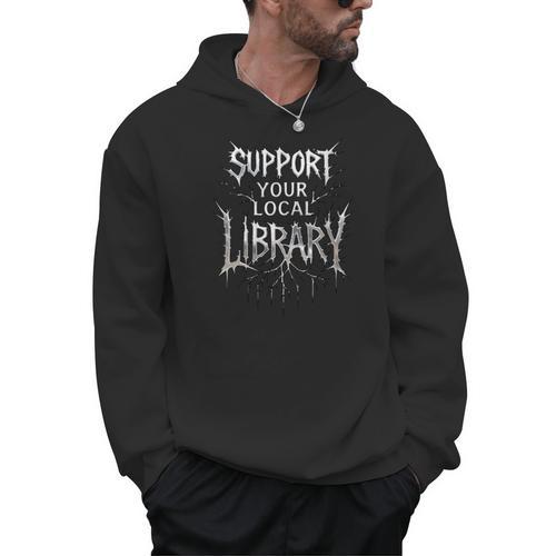 Women's Support Your Local Library Death Metal And Hardcore Book Men Hoodie - Bookorys UK