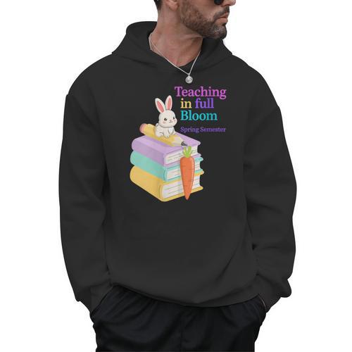 Women's Teaching Spring Semester Bunny Books Pencil Classroom Men Hoodie - Bookorys DE
