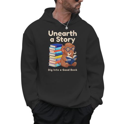 Women's Unearth A Story Reading Mammoth Prehistoric Book Librarian Men Hoodie - Bookorys DE