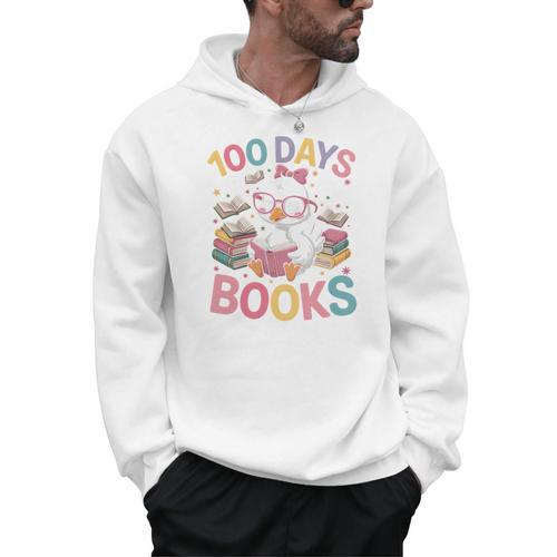 100 Days In The Books Goose Reading 100th Day Of School Men Hoodie - Bookorys
