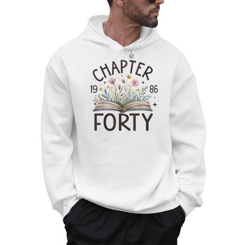1986 Chapter Forty 40th Birthday Wildflower Book 40 Year Old Men Hoodie - Bookorys