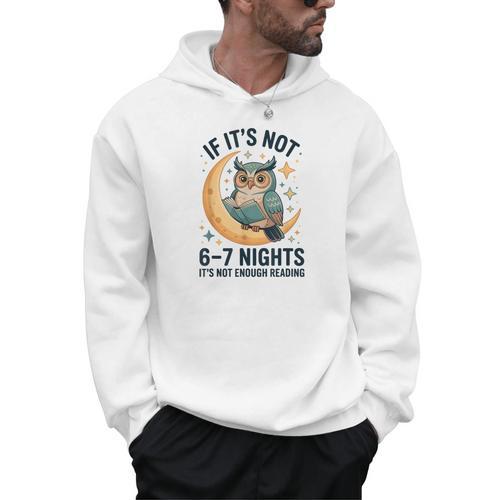 6-7 Nights Reading Owl On Moon Book Lover Reading Men Hoodie - Bookorys