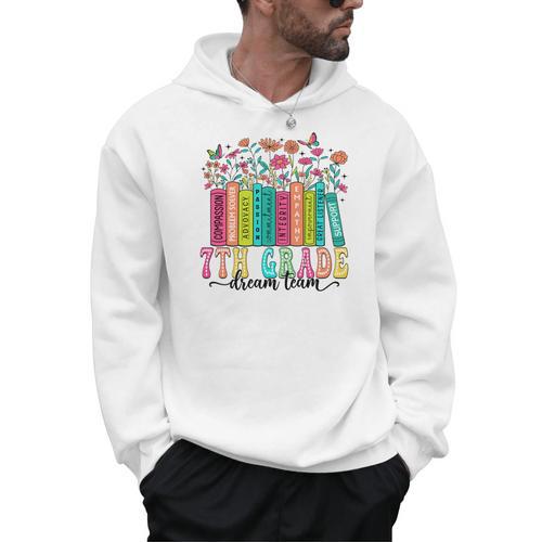 7Th Grade Dream Team Book Wildflower First Day Of School Performance Men Hoodie - Bookorys CA