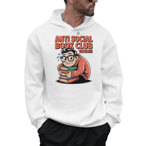 Anti Social Book Club Vintage Retro Reader Art Men Hoodie - Bookorys DE
