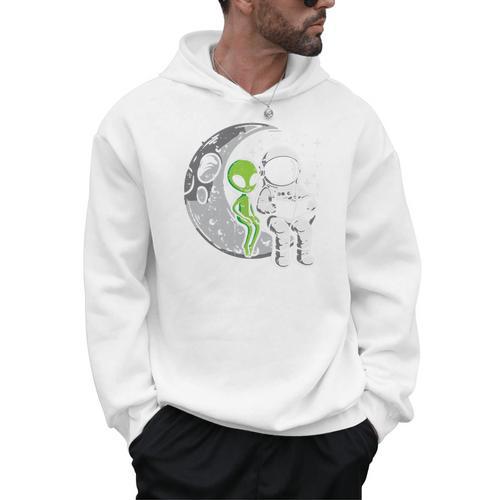 Astronaut Reading Book To Alien Moon Space Women Kids Men Premium Tri-Blend Men Hoodie - Bookorys DE