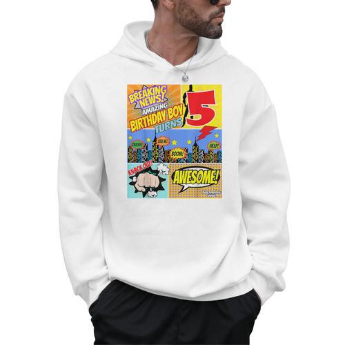 Birthday Boys Shirt Age 5 Superhero Comic Book Theme Party Men Hoodie - Bookorys DE