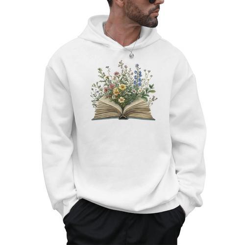 Book Flowers Reading Book Lover Men Hoodie - Bookorys