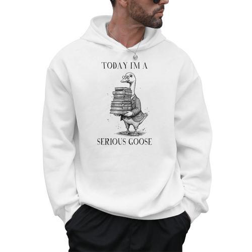 Book Lover Librarian Today I'm Serious Goose Meme Men Hoodie - Bookorys DE
