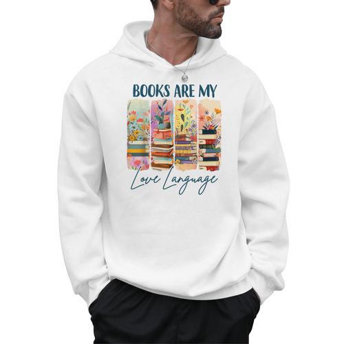 Book Lover Reading Brushstroke Books Are My Love Language Men Hoodie - Bookorys UK