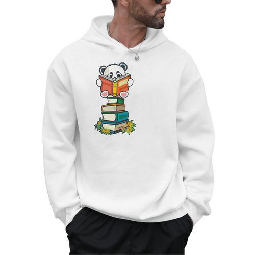 Book Lover Shirt Kids Panda Lover Book Reading Men Hoodie - Bookorys