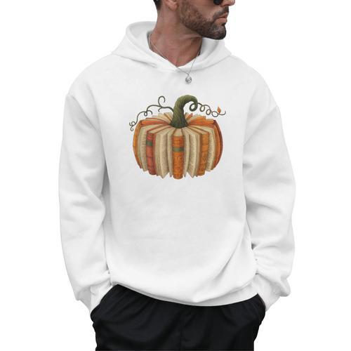 Book Pumpkin Autumn Halloween Literary Readers Men Hoodie - Bookorys