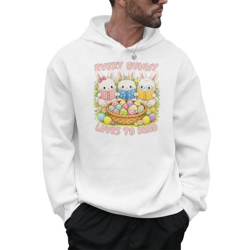 Book Reading Lover Easter Bookish Every Bunny Loves To Read Men Hoodie - Bookorys CA