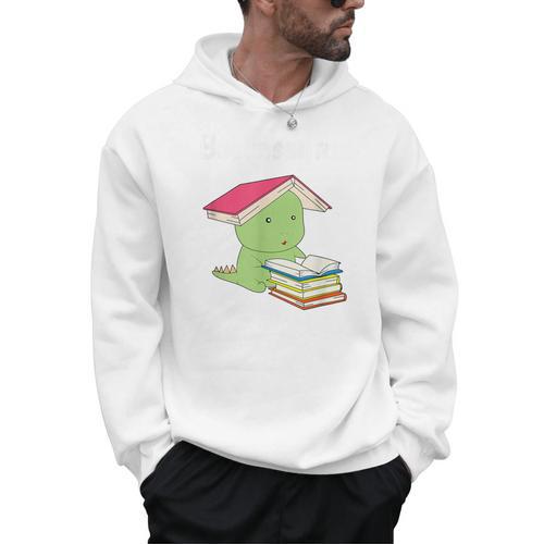 Bookasaurus T-Rex Reading Dinosaur Book Pun T Shirt Men Hoodie - Bookorys AU