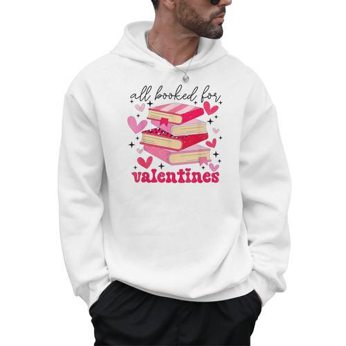 All Booked For Valentines Book Lovers Pink Valentine's Day Men Hoodie - Bookorys