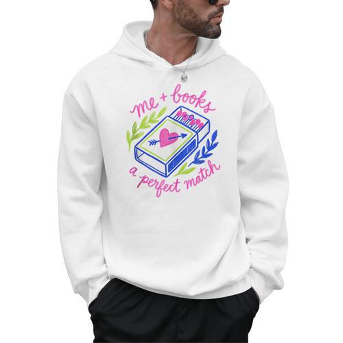 Bookish Girly Me And Books Perfect Love Match Book Reading Men Hoodie - Bookorys CA