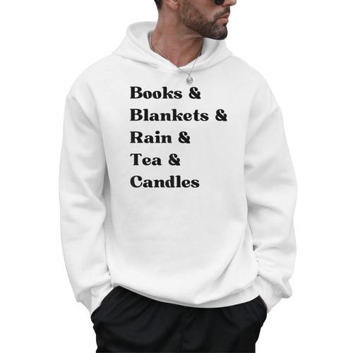 Books And Blankets And Rain And Tea And Candles Graphic Men Hoodie - Bookorys