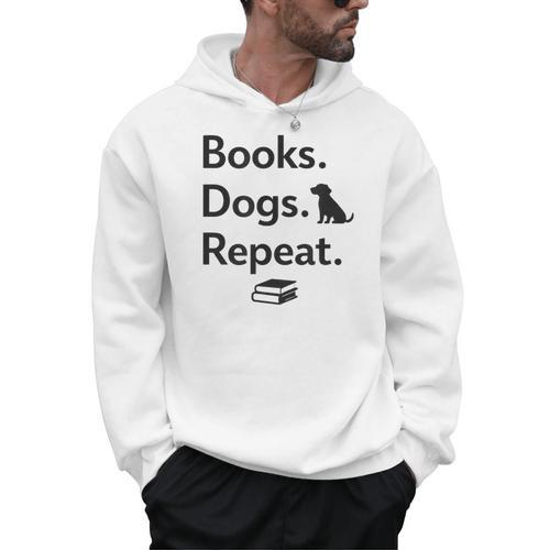 Books Dogs Repeat Shirt Dog Lover Book Lover T-Shirt Men Hoodie - Bookorys