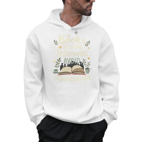 Books Helping Introverts Avoid Conversation Introvert Men Hoodie - Bookorys