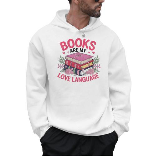 Books Are My Love Language Retro Bookworm Flowers Valentine Men Hoodie - Bookorys