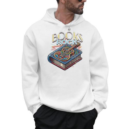 Books Rock Rock'n Roll Science Of Reading Teachers Guitar Men Hoodie - Bookorys