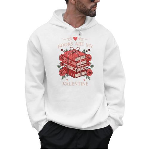 Books Are My Valentine Book Lover Heart Matching Party Men Hoodie - Bookorys
