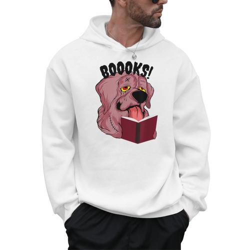 BOOOKS Zombie Dog Reading a Book Halloween Teacher Men Women Kids Men Hoodie - Bookorys CA