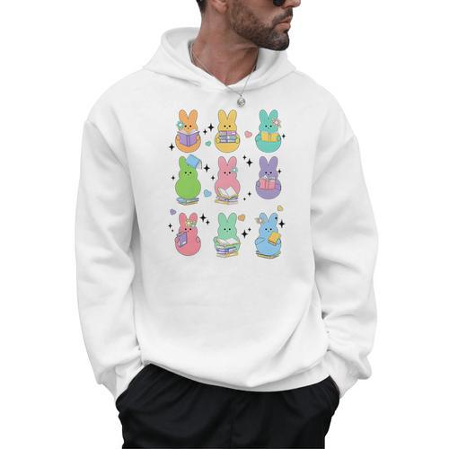 Bunny Reading Books Easter Day Librarian Teacher Book Premium Tri-Blend Men Hoodie - Bookorys DE