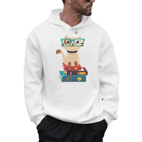 Cat Book Reader Nerd Men Hoodie - Bookorys AU