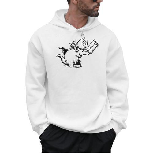 Cat Reading a Book Print Men Hoodie - Bookorys AU