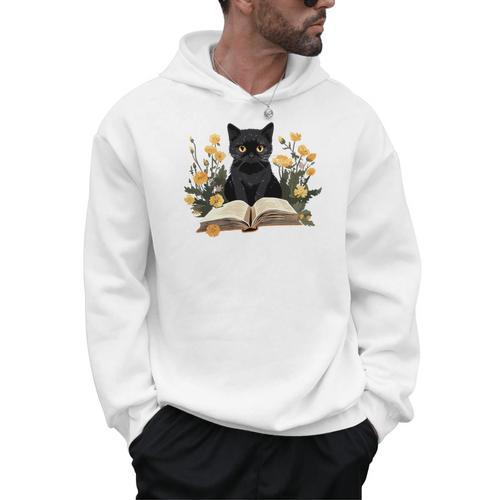 Cat Shirts For Women Book Lover Shirt Cute Cat And Book Premium Tri-Blend Men Hoodie - Bookorys CA