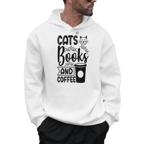 Cats Books And Coffee Kitty Cat Lover Men Hoodie - Bookorys DE
