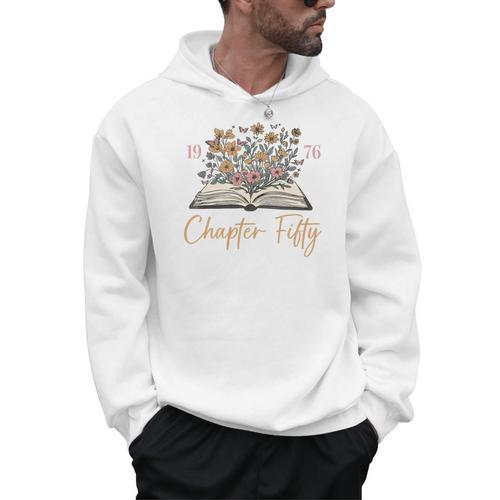 Chapter Fifty 1976 50th Birthday Wildflower Book 50 Year Old Premium Tri-Blend Men Hoodie - Bookorys