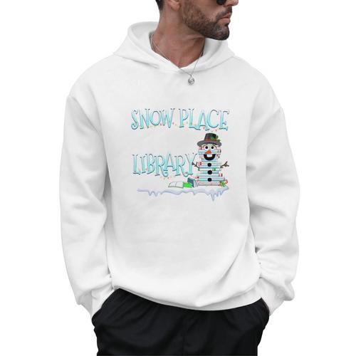 Christmas Reading Tee Snowman Librarian Book Lover Reader Men Hoodie - Bookorys