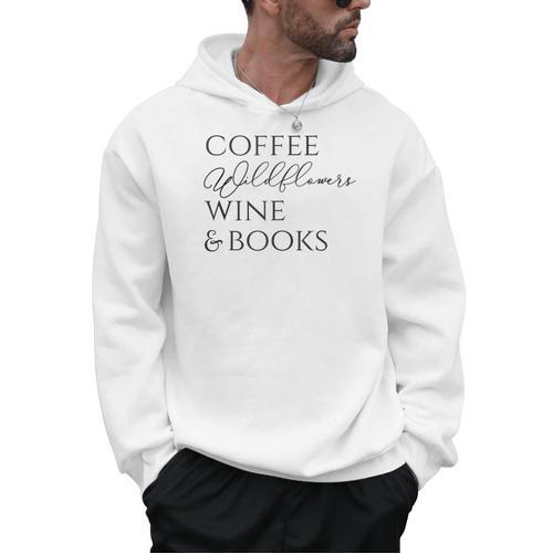 Coffee Wildflowers Wine & Books Men Hoodie - Bookorys UK