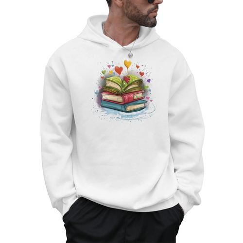 Colorful Books Love Books Watercolor Booklover Performance Men Hoodie - Bookorys