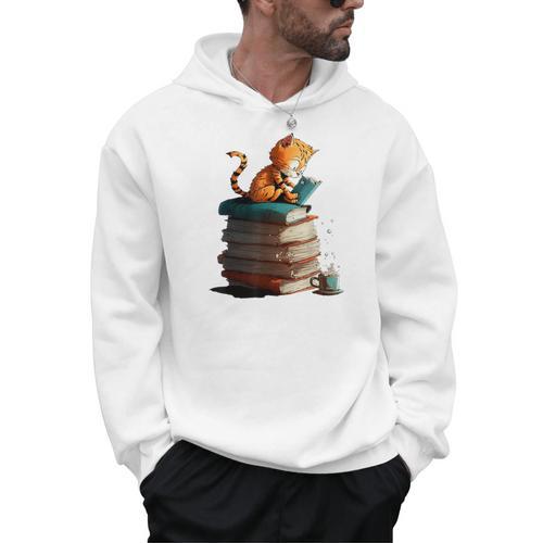 Cute Cat Lovers Book Lovers For Women And Men Men Hoodie - Bookorys AU