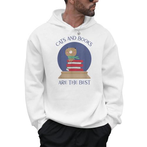 Cute CATS AND BOOKS ARE THE BEST SNOW GLOBE Men Hoodie - Bookorys AU