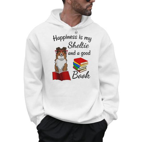 Cute Happiness Is Sheltie And Books Sheltie Mom Men Hoodie - Bookorys UK
